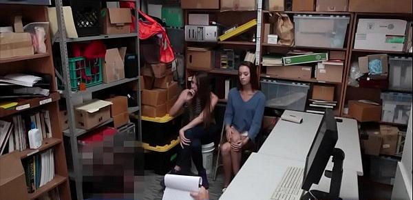  Two teen shoplifter chicks getting a rough punish fuck